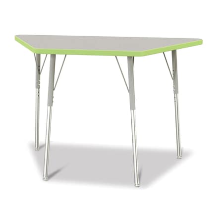 Jonti-Craft Berries Trapezoid Activity Tables, 24 in. x 48 in., A-height, Freckled Gray/Key Lime/Gray 6438JCA130